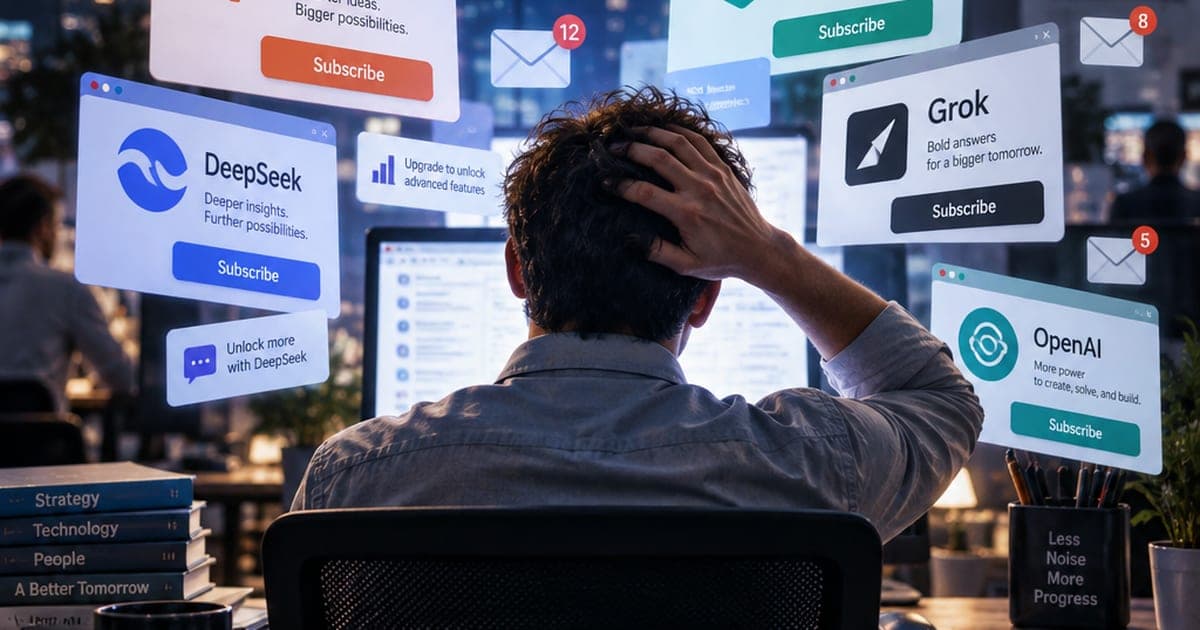 homem com a mão na cabeça em frente a um computador com várias solicitações saindo do monitor